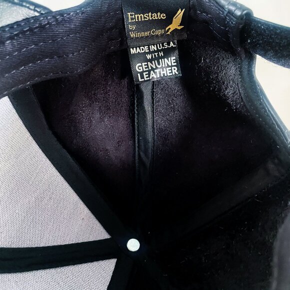 Adjustable Baseball Hat USA Made + Embossed Emstate Winner Caps Genuine Leather - Picture 16 of 16